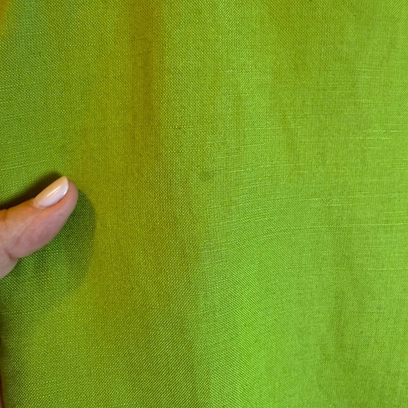 Tahari Avocado Green Sheath Mini Dress Tunic Short Sleeve Pockets Linen Artsy - Picture 13 of 16